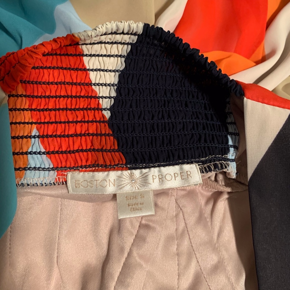 Boston Proper V Braided Neckline MultiColorful Top - Picture 6 of 6